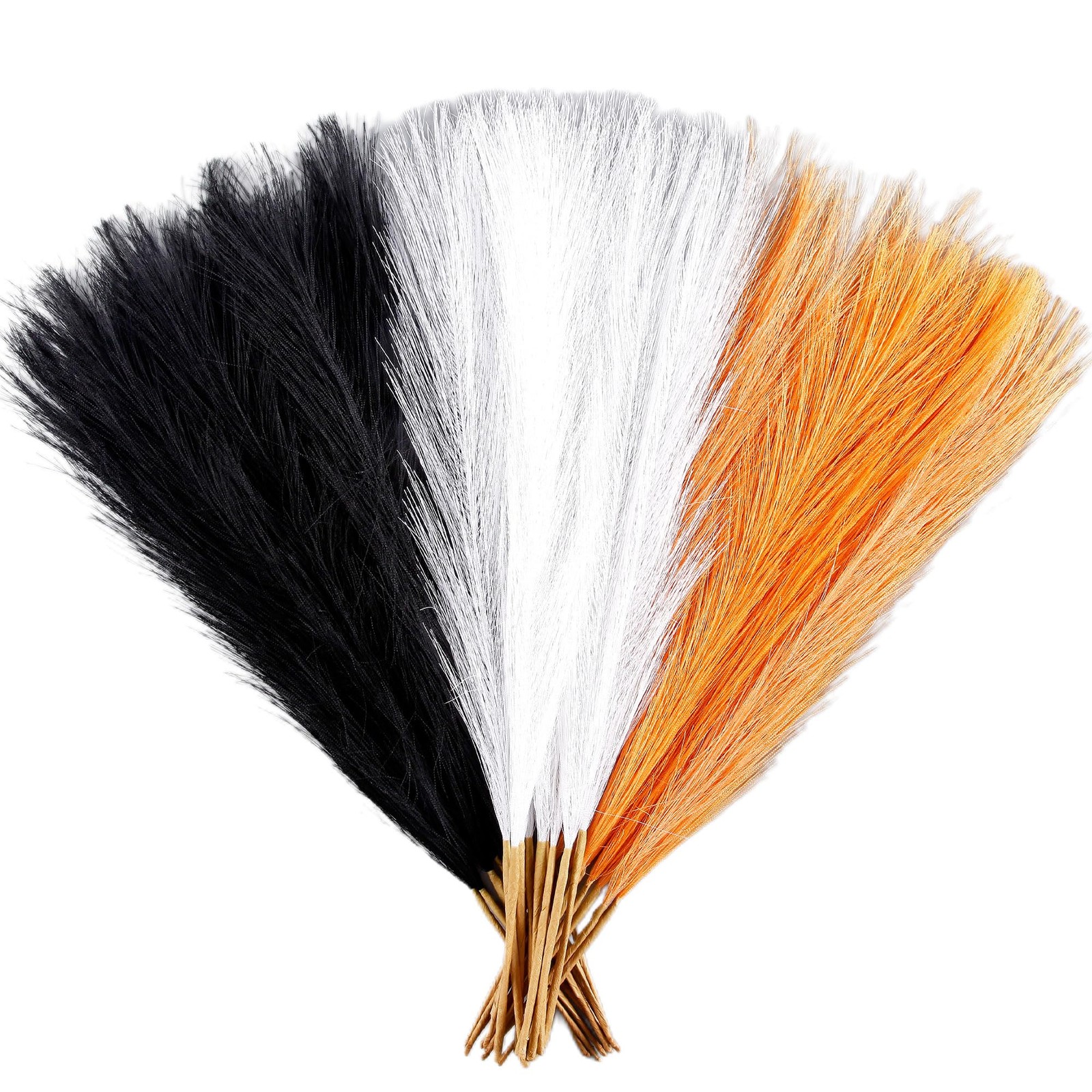 Pampas Grass Small Black&White&Orange 30 Pcs 17″ Faux Pampas Grass Short Deco…