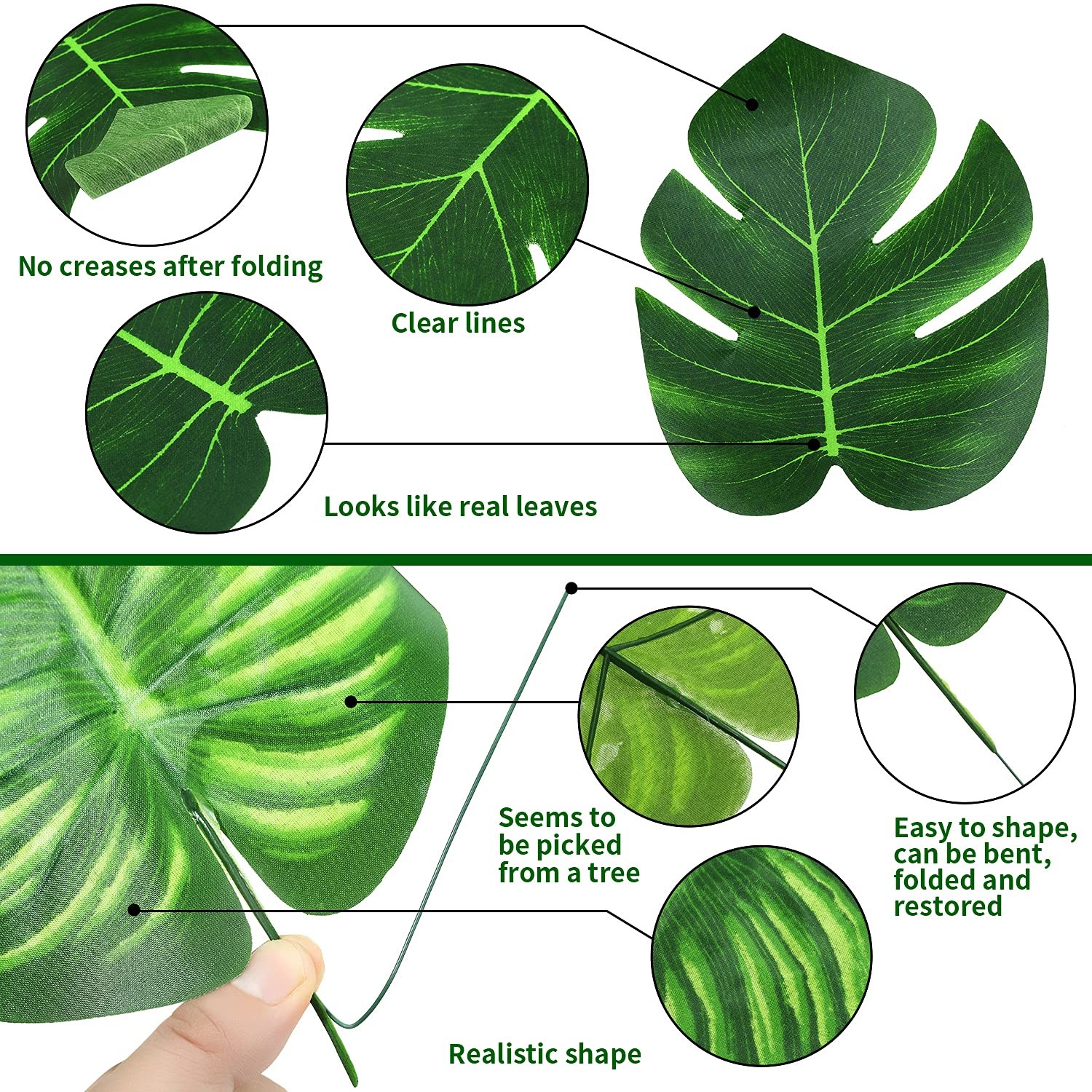 74 Pcs 7 Kinds Artificial Palm Leaves Tropical Fake Leaves, Monstera Leaf for…