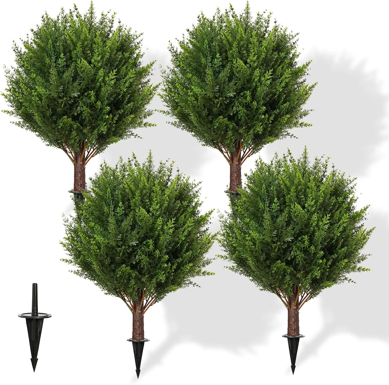 24″ Artificial Lavender Topiary Ball Tree Set of 2, UV & Fade Resistant Faux Shr
