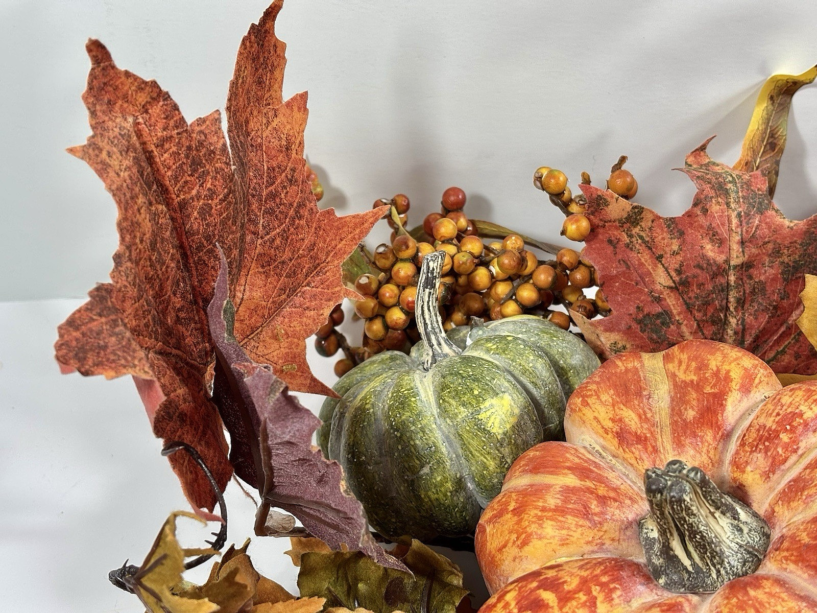 Thanksgiving/Fall Leaves Gourd Centerpiece w/ Twigs Oval Arrangement 19”