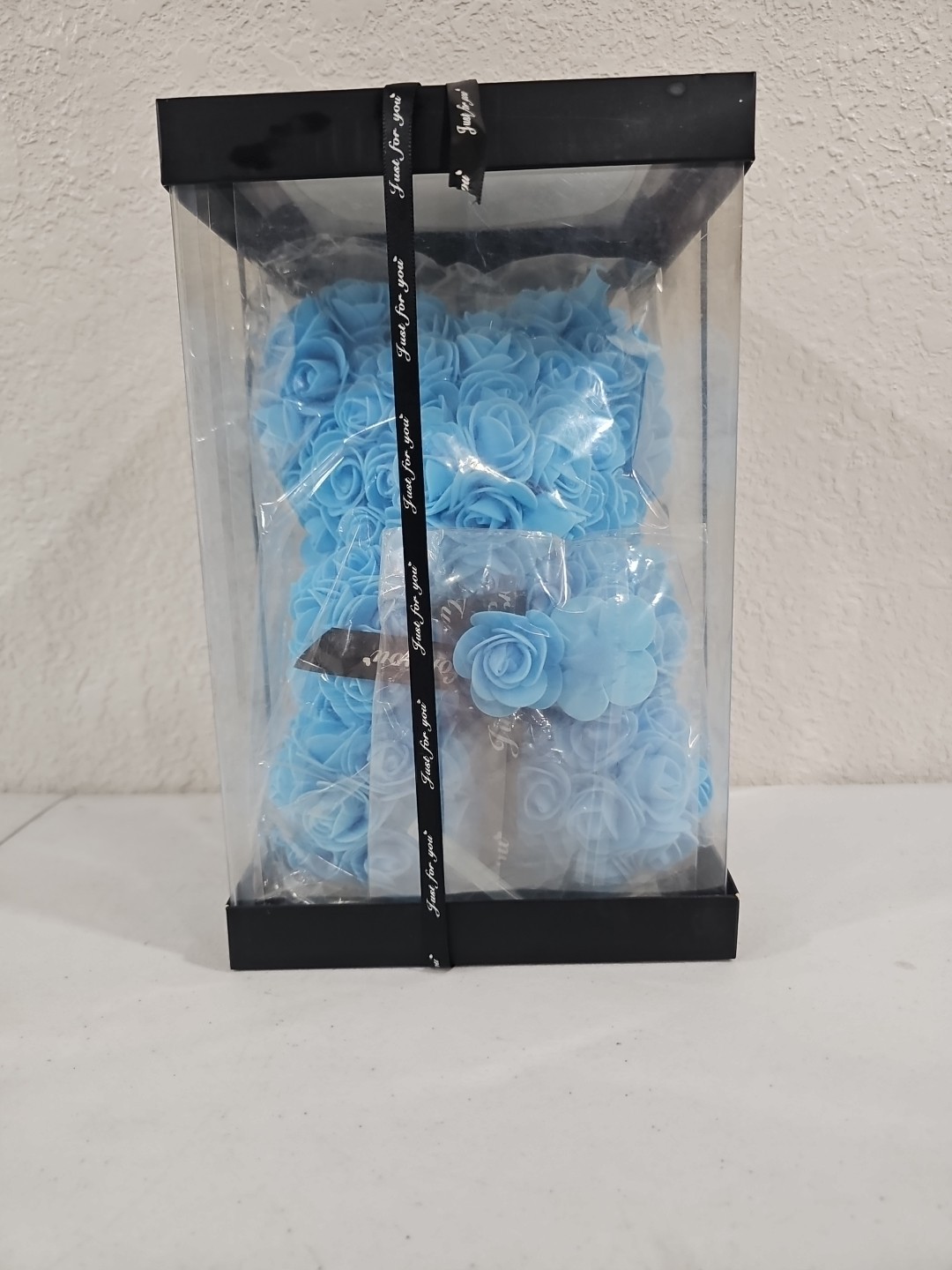 Blue Rose Teddy Bear Artificial Rose Flower Bear Gift