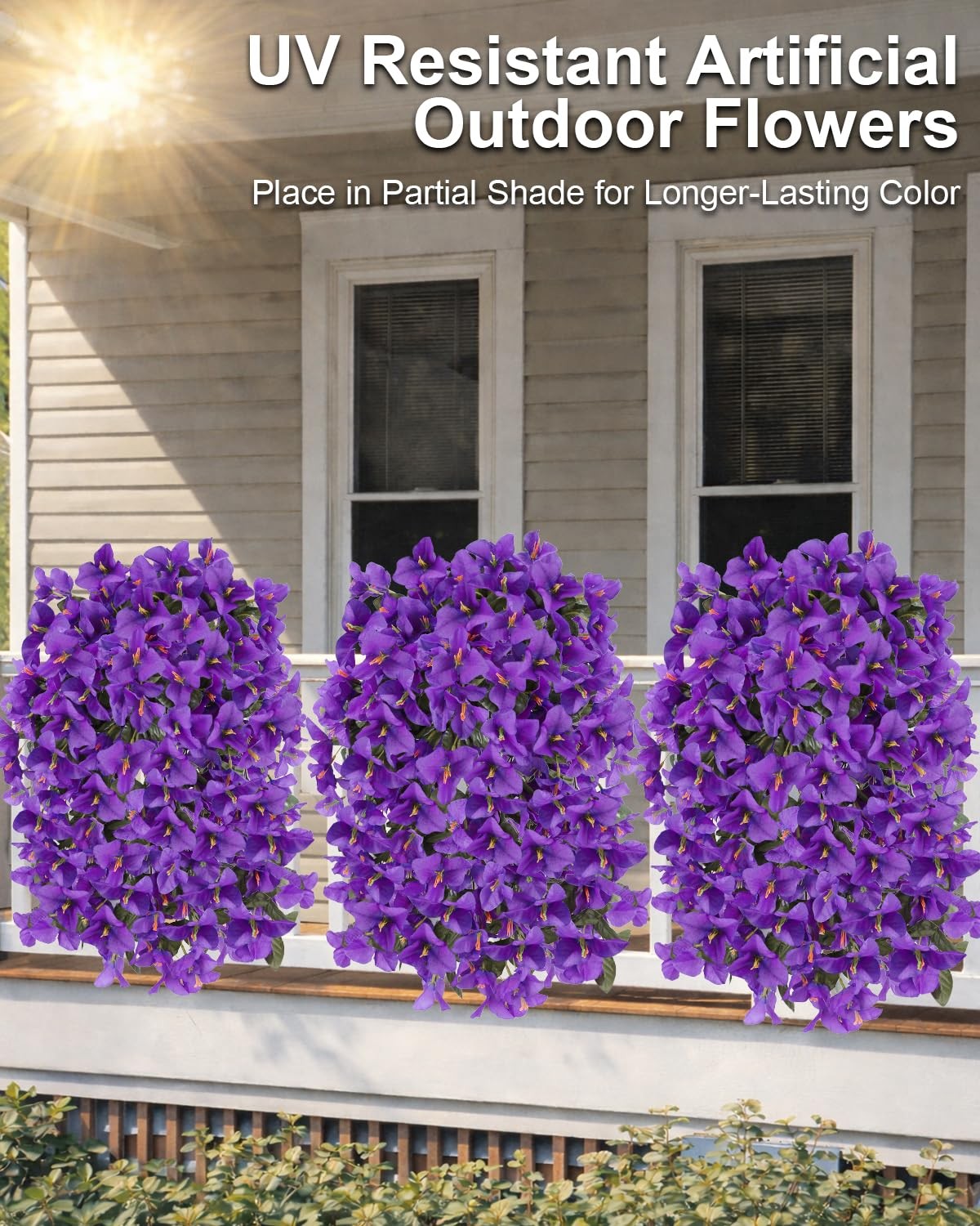 Artificial Flowers for Outdoors â€“ 2 Bundles of UV-Resistant Artificial Bou