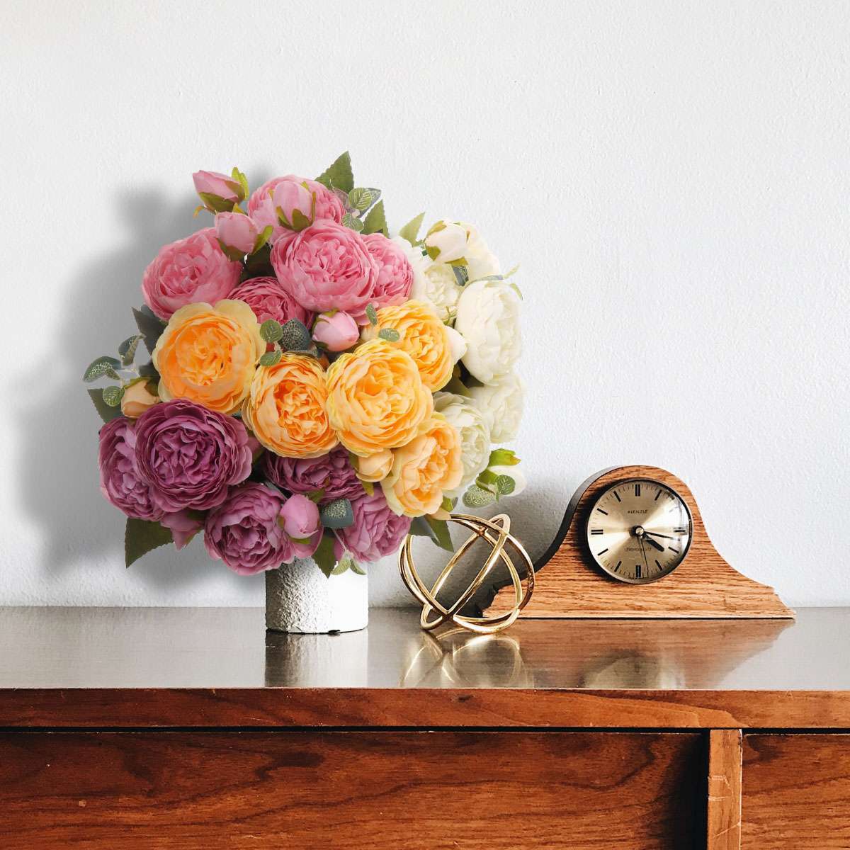 9 Heads Artificial Silk Peony Flower Wedding Bouquet Party Outdoor Home Decor US