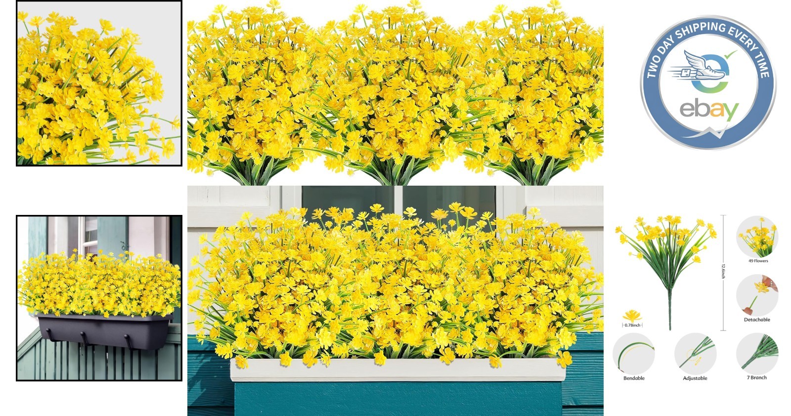 -Round Vibrant 24 Bundles of Faux Flowers – Waterproof for Indoor & Outdoor