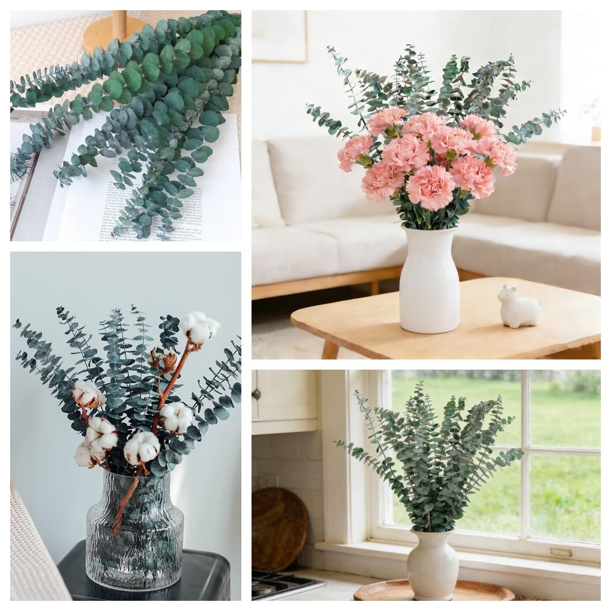 16 PCS Dried Eucalyptus Stems, 17″ Real Preserved Eucalyptus Bouquet for Wedd…