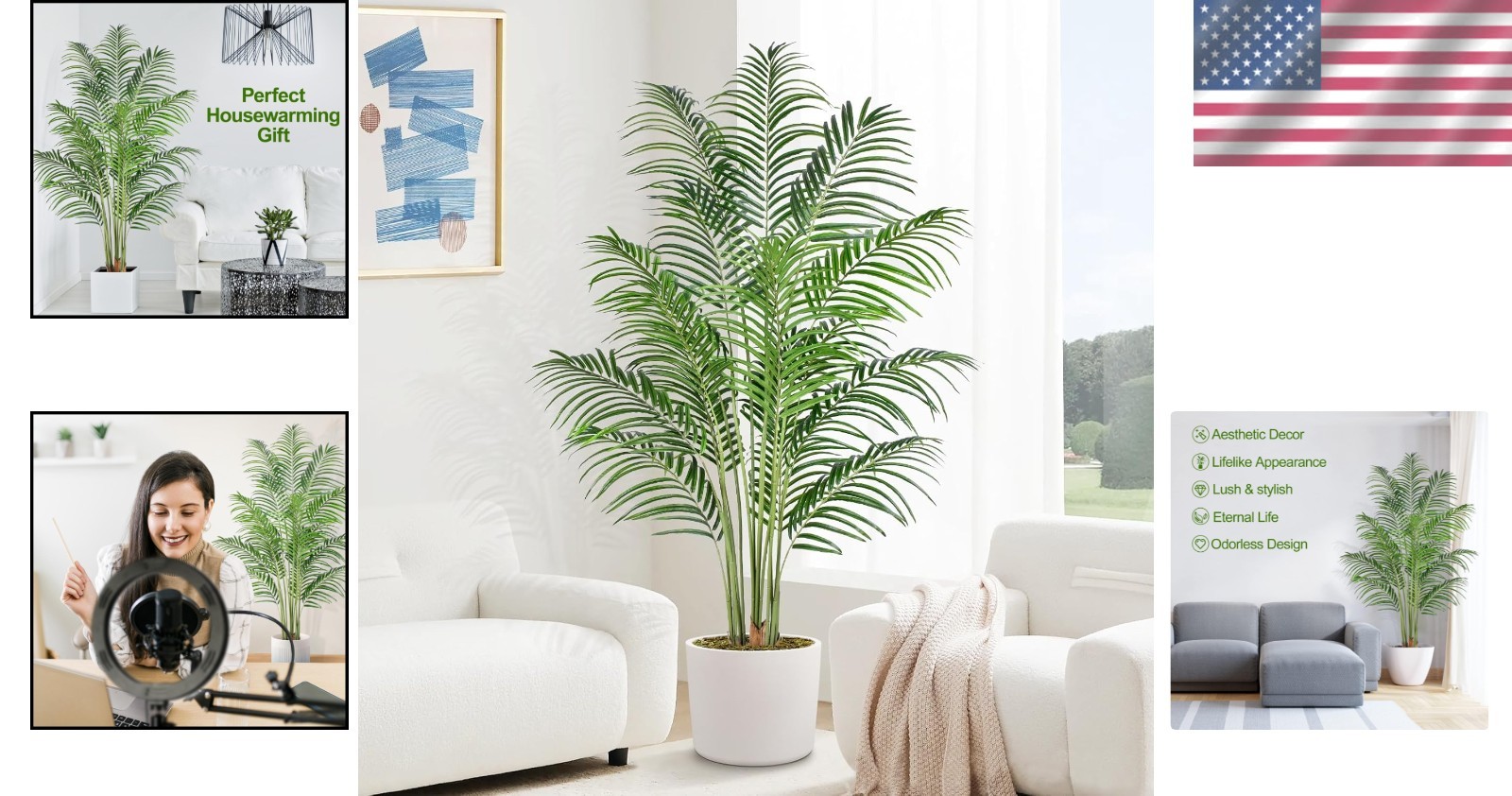 Lifelike Artificial Palm Tree – Adjustable Leaves, 570 Tips