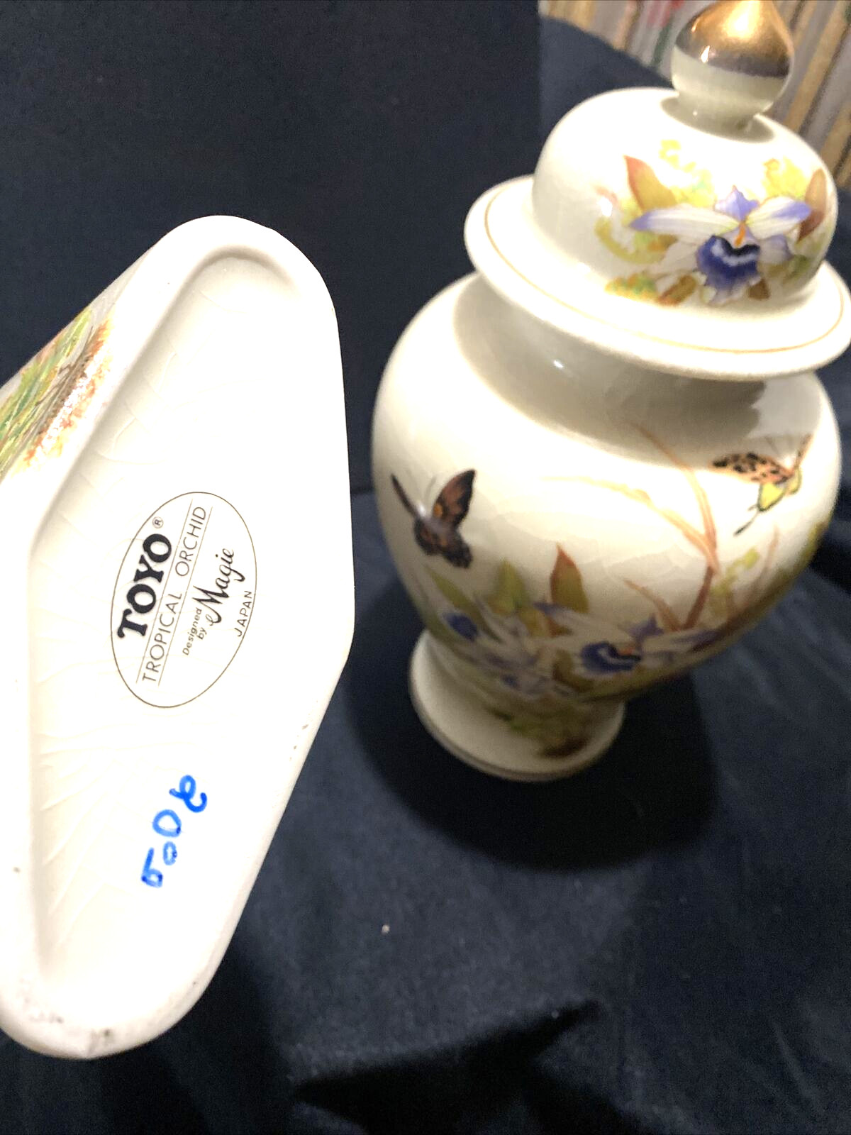 Ceramic Vase Set Orchids By Magie’s Designer Tokio 16” 12” Lot Of 2