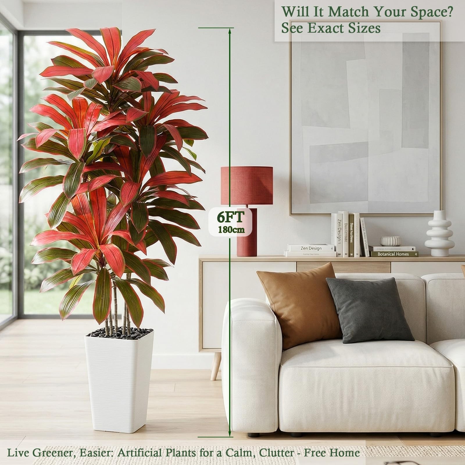 Artificial Dracaena Tree：6FT Faux Silk Tropical Yucca Floor Trees Realistic F…