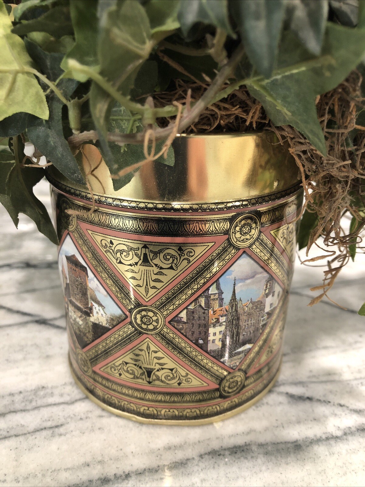 Artificial/Faux Floral & Mixed Greenery/Berries Arraignment W/Brass Container