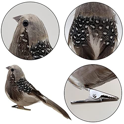 6pcs Artificial Simulation Foam Bird Sparrow Spotted Feather Birdl006
