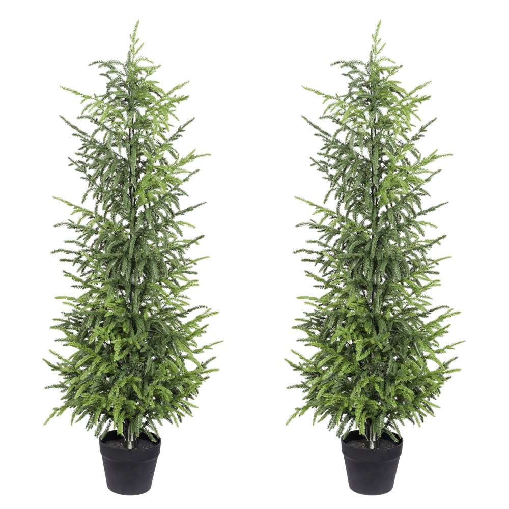 Real Touch 5ft Artificial Pine Tree in Pot, 2 Piece Set, Indoor/Outdoor