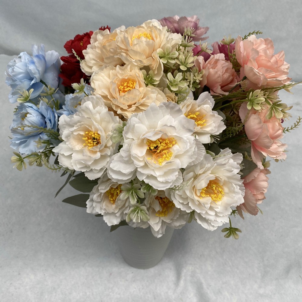 Lifelike Silk Peony Flowers for Home Decoration Vibrant Colors 35cm Height