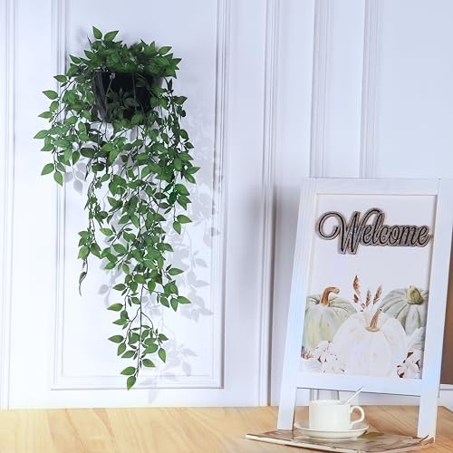 Artificial Hanging Plants,Pack Fake Wall Plants,Faux 2 5.8″dia-wall Planter