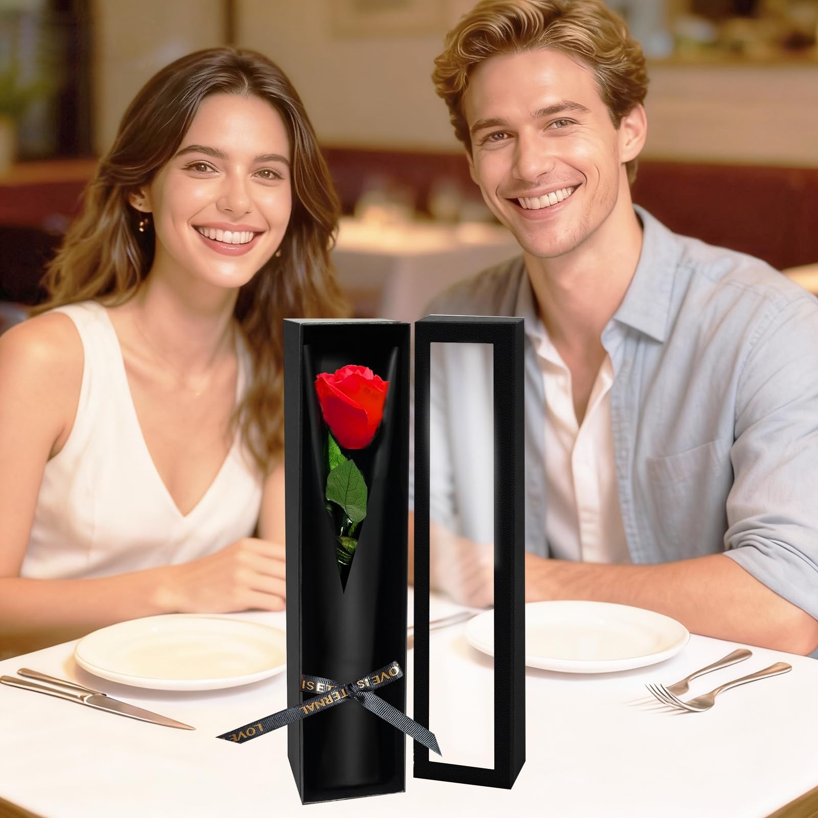 1 PCS Single Forever Roses in a Box Preserved Flower Gift for Her Red