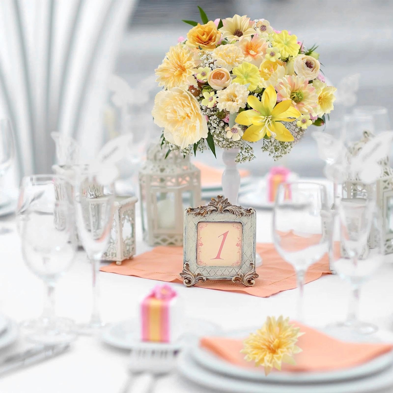 48 PCS Artificial Flower Heads Combo Yellow Silk Bulk Faux Rose Wedding Decor