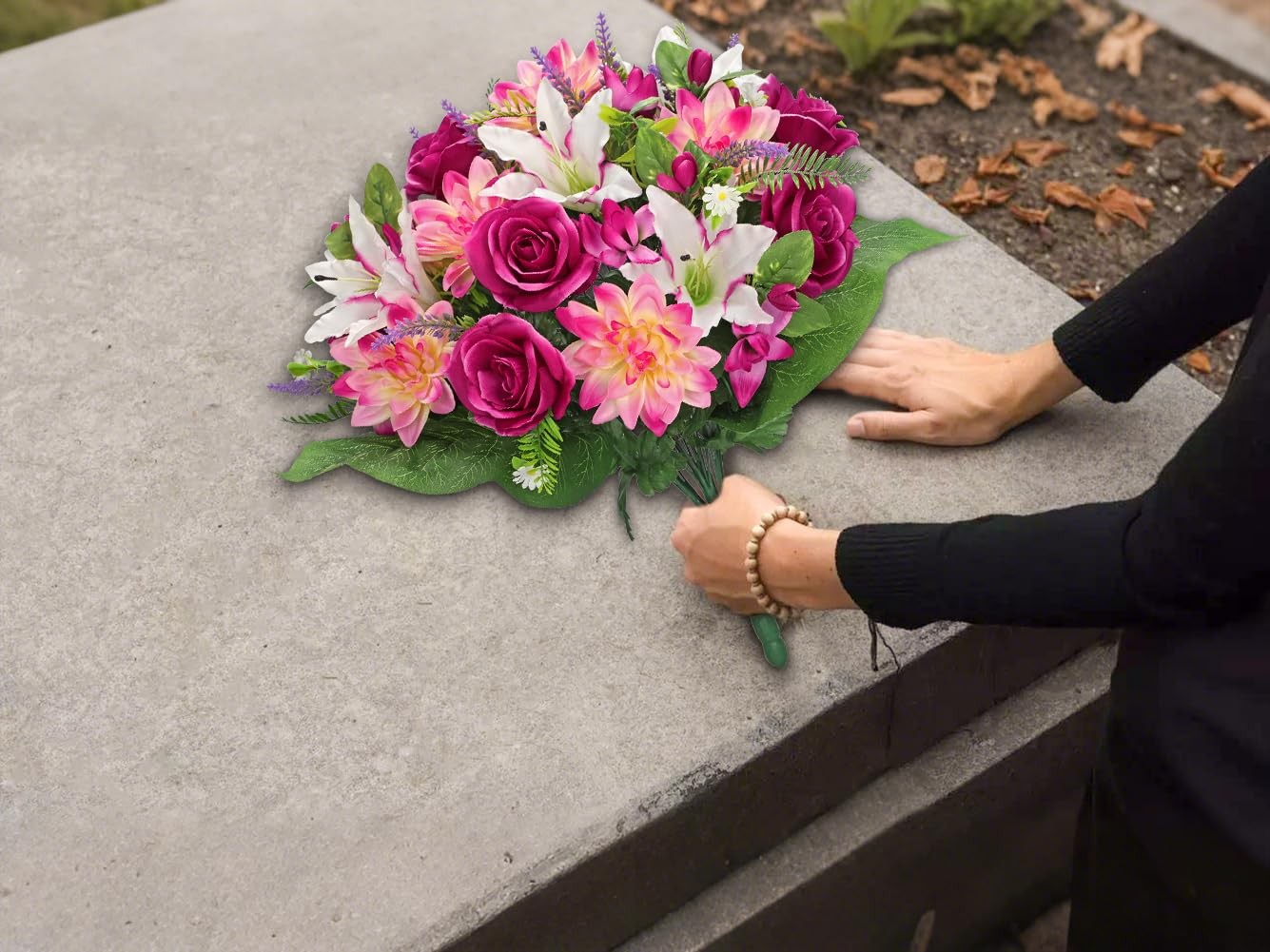 Artificial Flowers for Cemetery, Cemetery Flowers for Grave, Weather Resistan…