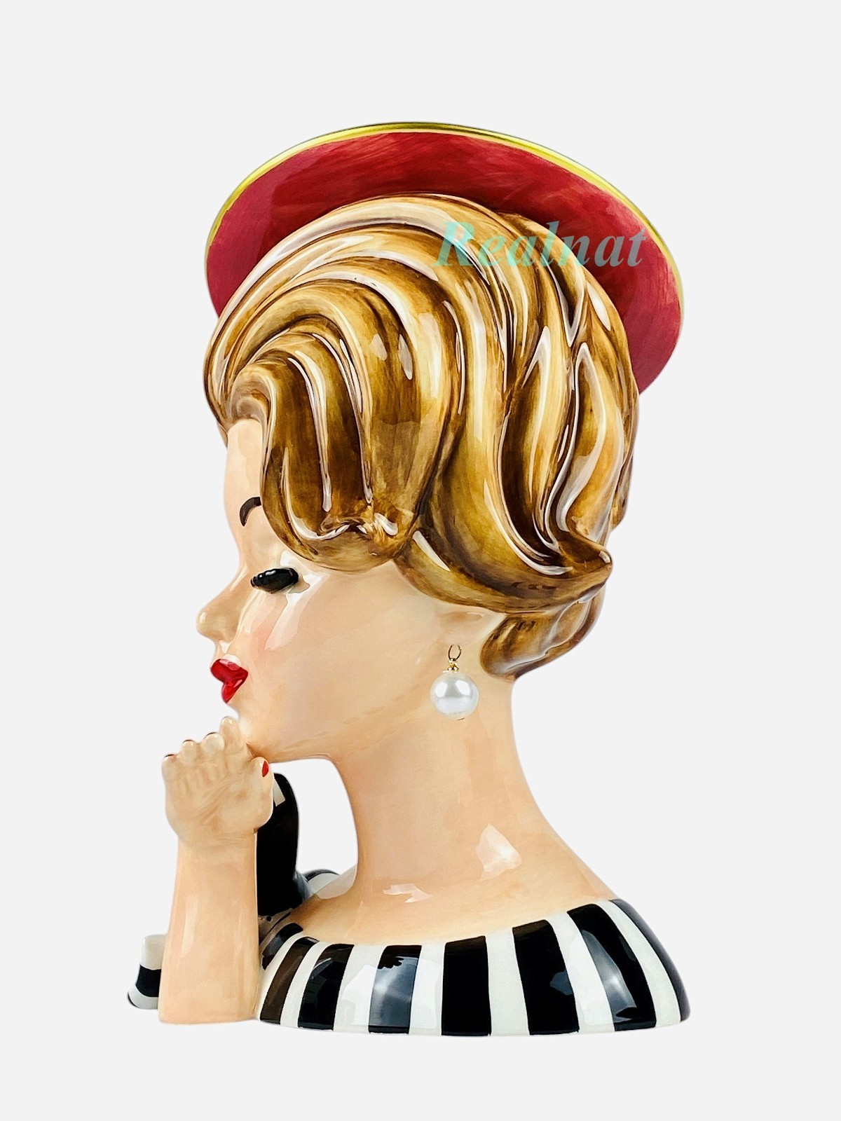 MacKenzie-Childs Ceramic Lady Portrait Vase 11.5″ Tall New No Box