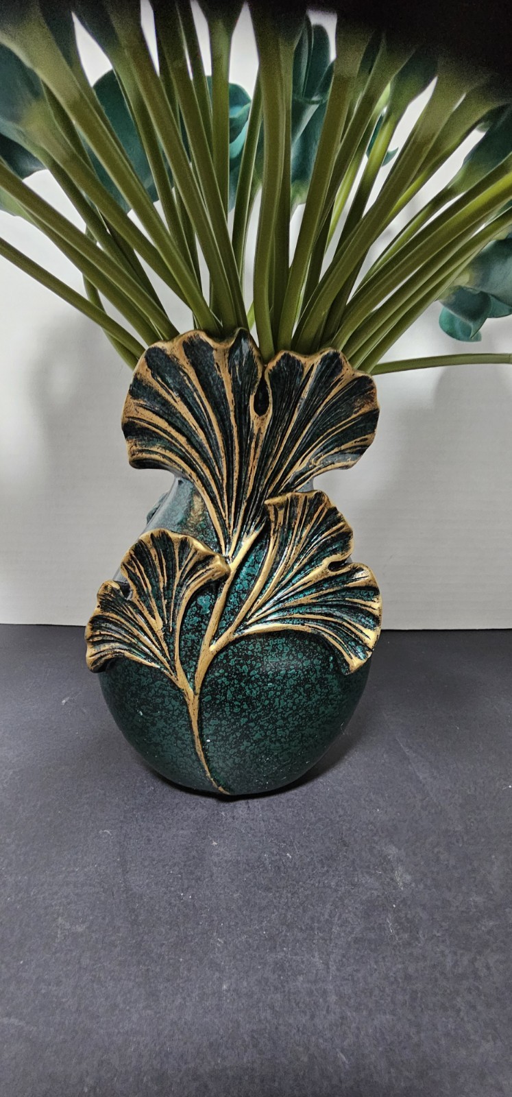 Teal Calla Lily Artificial Flowers Bouquet Wedding Centerpiece Pretty Green Vase