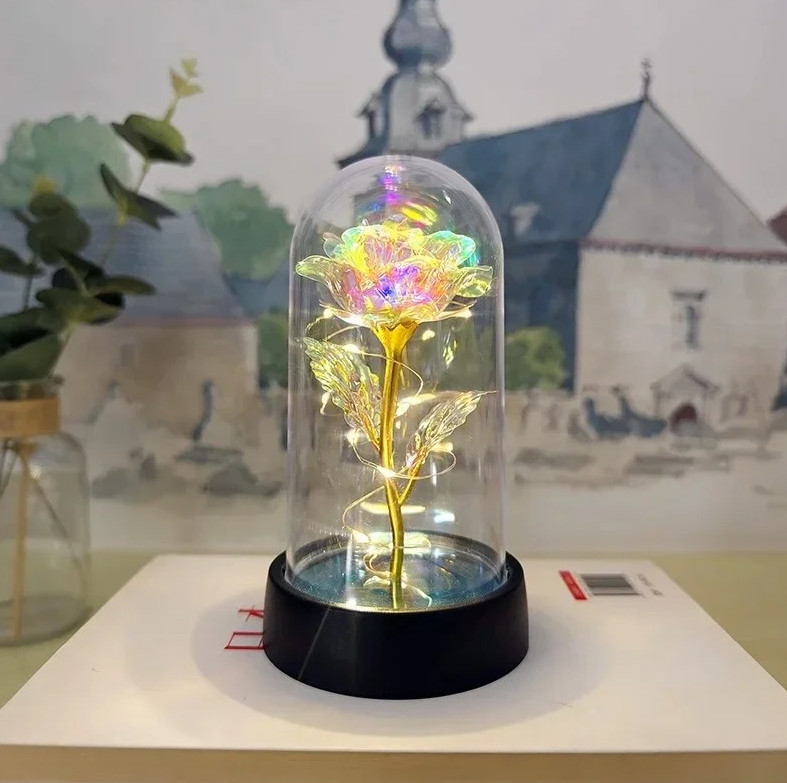 1pc LED Eternal Rose Artificial Flower Romantic Valentines Day Gift Decor Light