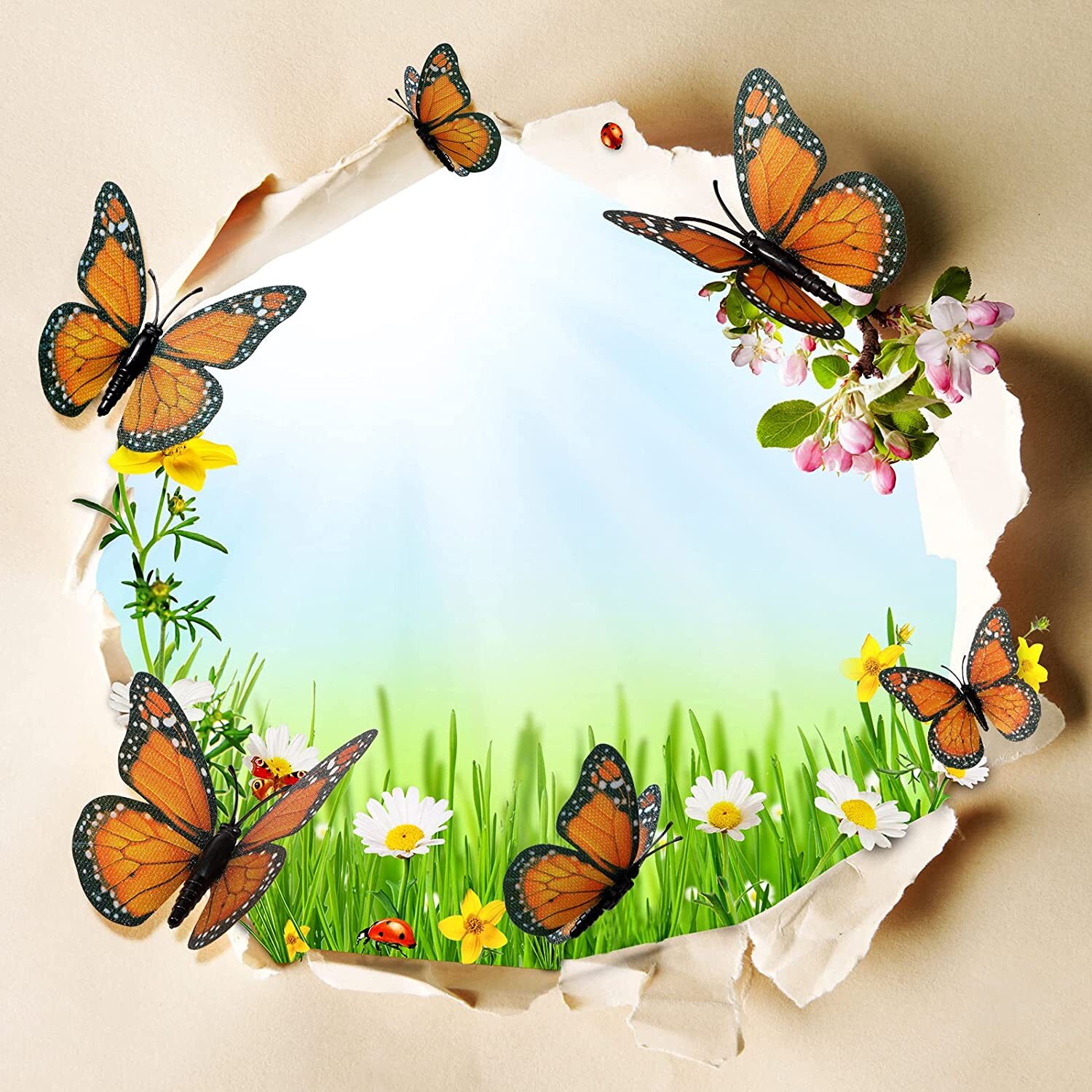 Chuangdi 48 Pack Monarch Butterfly Decoration 3Size Fake Artificial Craft Orange