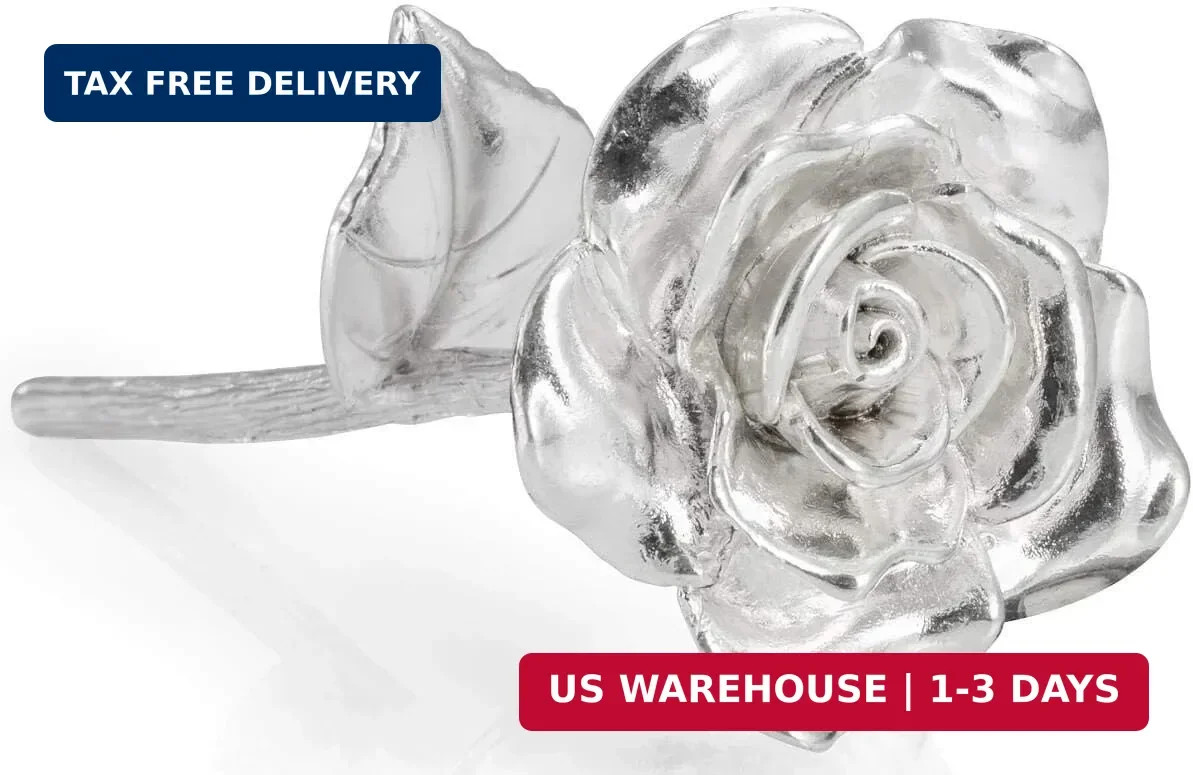 Tin Rose 10th Anniversary Gift for Wife, Solid Cast Aluminum Everlasting Rose
