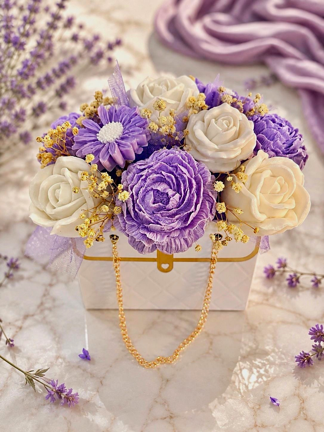soap, bouquet of soap flowers