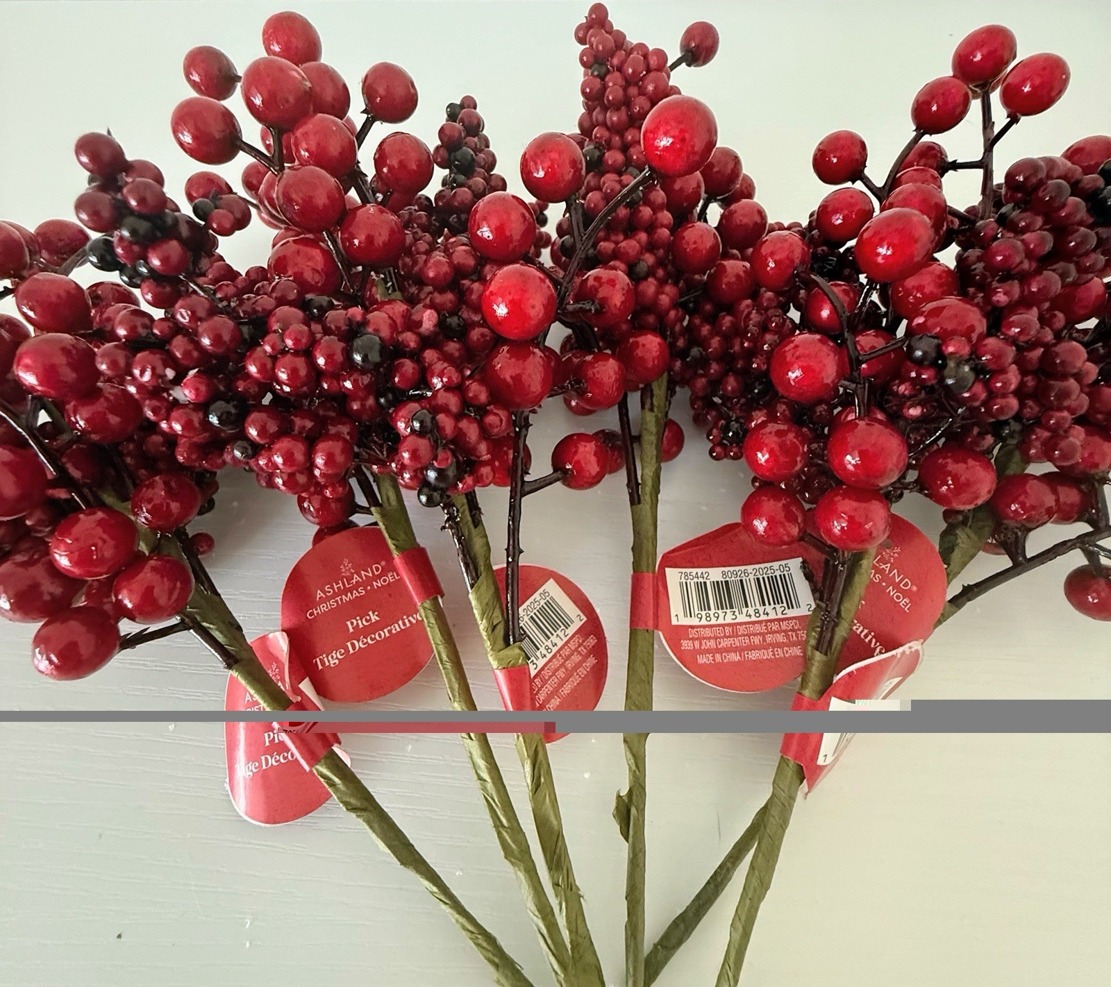 Lot of 6 Ashland Christmas Frosted Red Berry Picks Holiday Tree Wreath Decor New