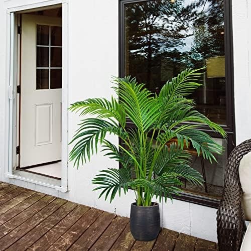 Worth Garden 4ft Artificial Areca Palm Plant, Fake Cane Palm Silk Tree Indoor…