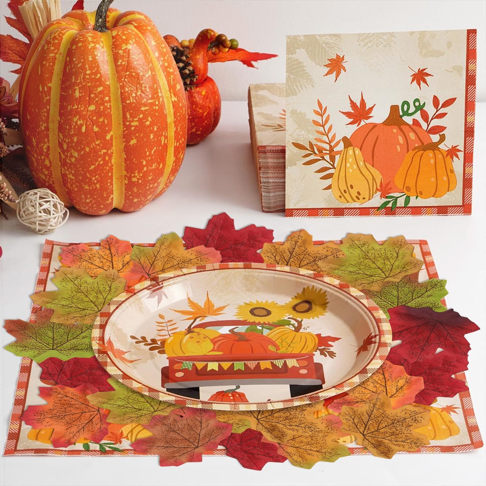 800 PCS Fall Artificial Maple Leaves Faux Autumn Leaf Thanksgiving Decor