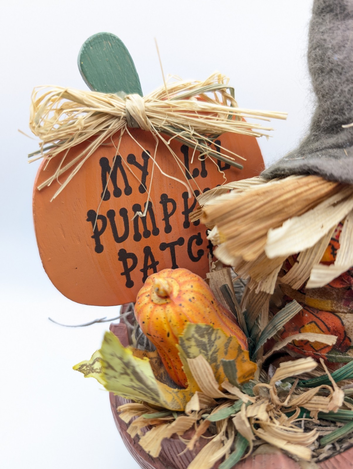 Pot Autumn Fall Decor Leaves Scarecrow Pumpkin “my little pumpkin patch”