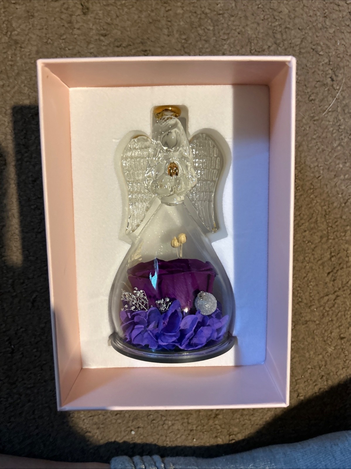 Angel Rose Figurines Angel Gifts for Women, Preserved Real Rose Glass Angel G…