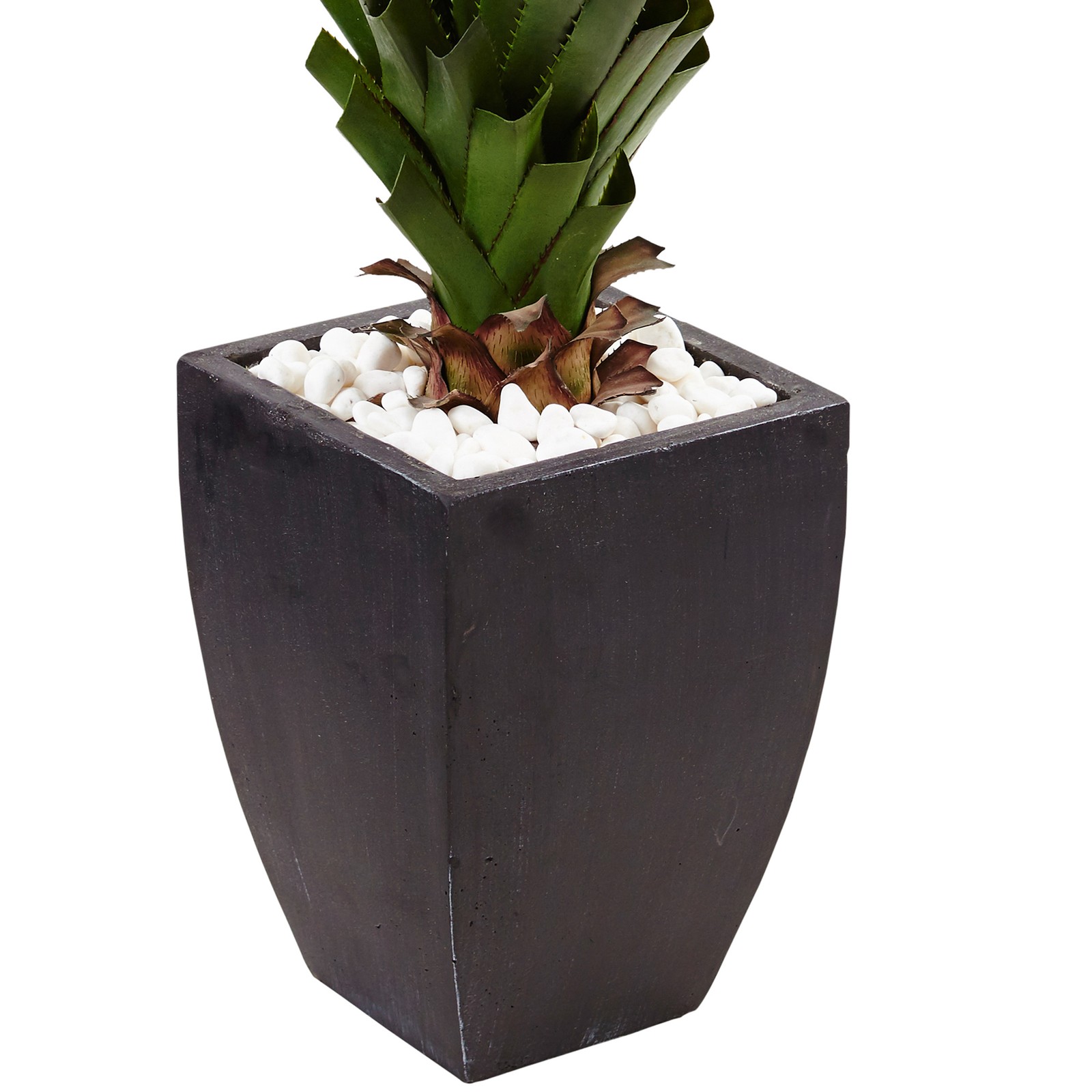 Indoor/Outdoor 54″ Spiked Agave Artificial Plant in Black Planter in Green/Black