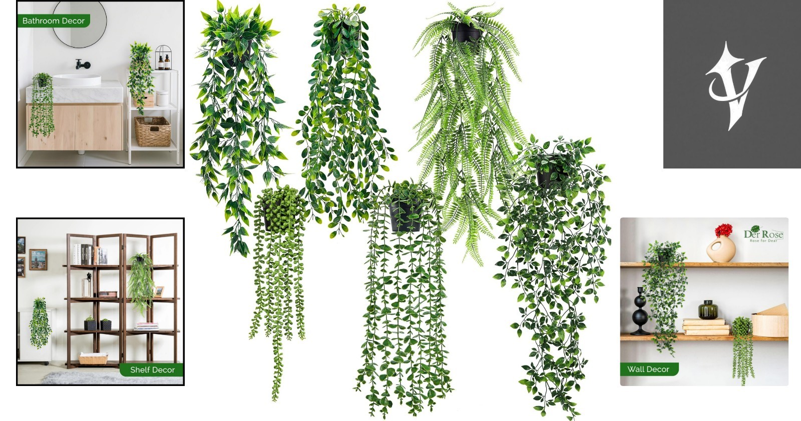 Versatile 6pcs Hanging Faux Plants – Perfect Eucalyptus Vines for Stylish Spaces
