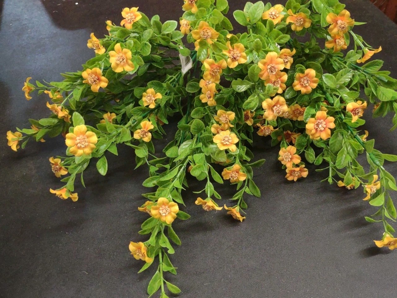 Set of 2: Silk Mini Daisy Bush, “Jacob’s Ladder” Miniature Flowers, Yellow Gold
