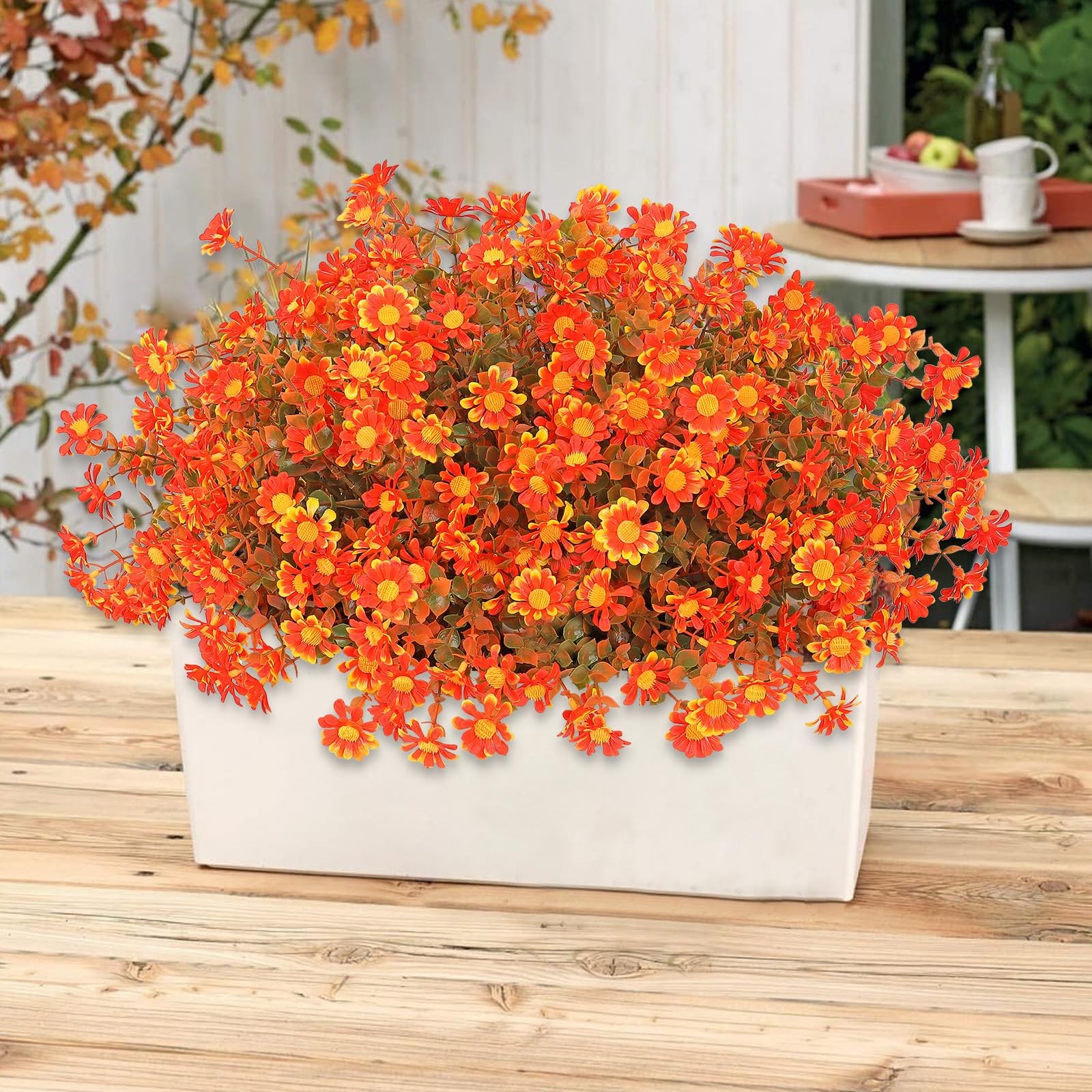 Artificial Fall Flowers Faux Mums 12 Bundles Faux Flower Daisy with Eucalyptu…