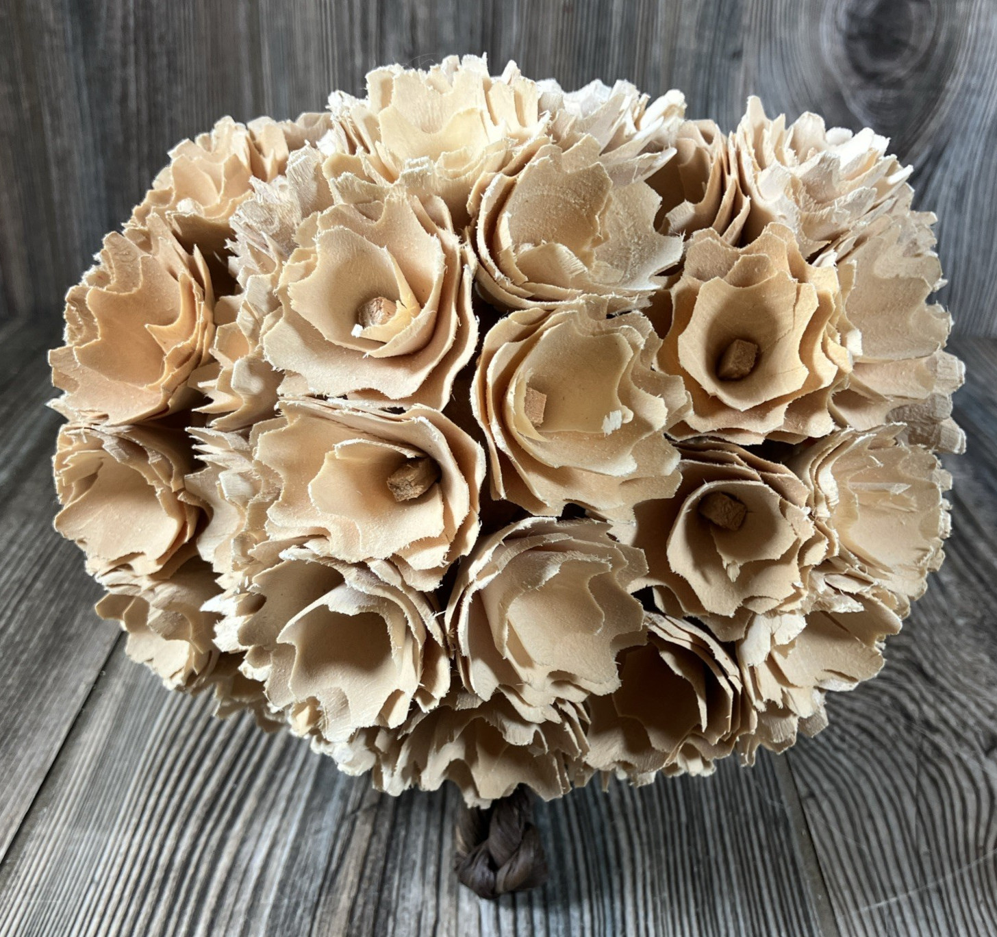 Sola Woodland Tan Flower Ball Home Decor Everlasting Faux Flowers 7in Bouquet