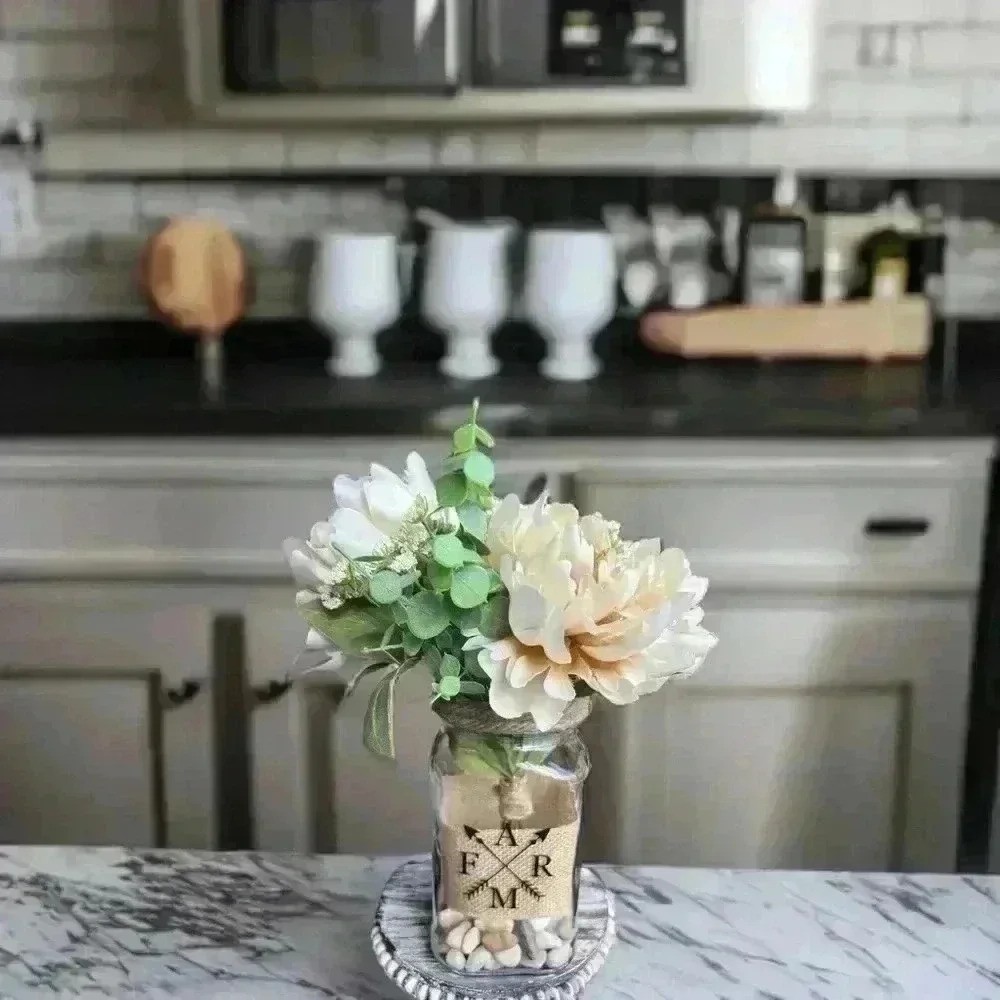 NEW Southern Style Centerpiece – Farmhouse Faux Floral Arrangement – So pretty!