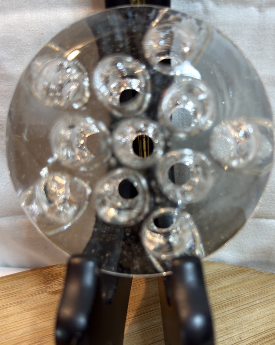 Vintage Clear Glass Flower Frog 3” Round Floral Arranger Multiple Stem Holder
