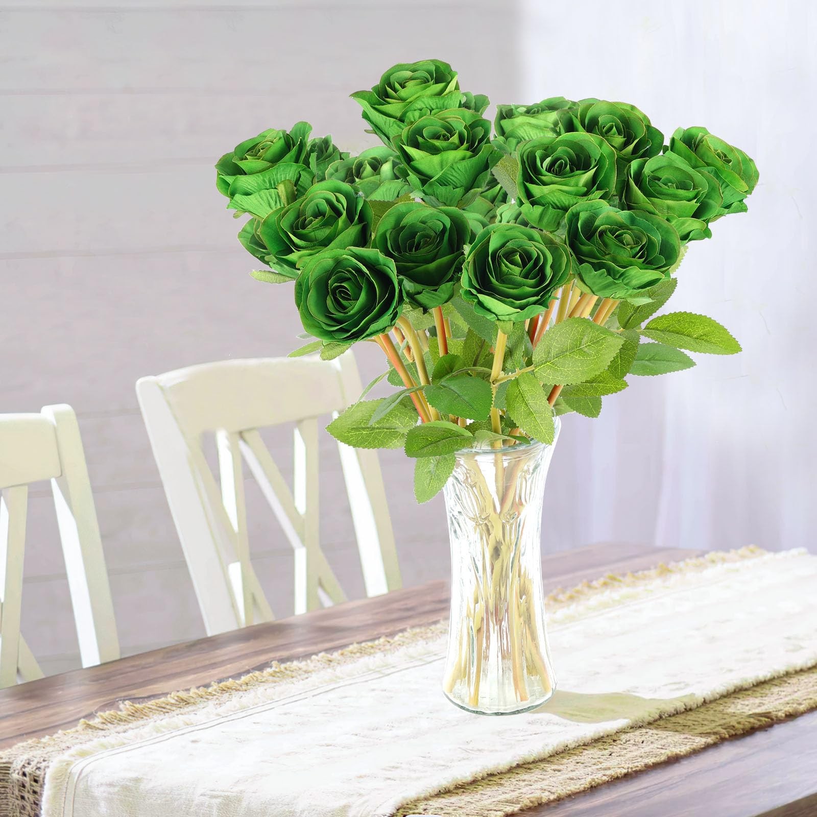 Black Artificial Fake Silk Roses Flower Bouquet Halloween Gothic Decor 12 PCS