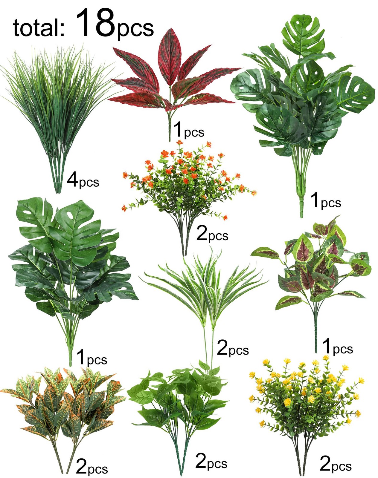 Ouddy Decor 18 Pcs Artificial Plants Outdoor, Fake Boxwood UV Resistant Flowers