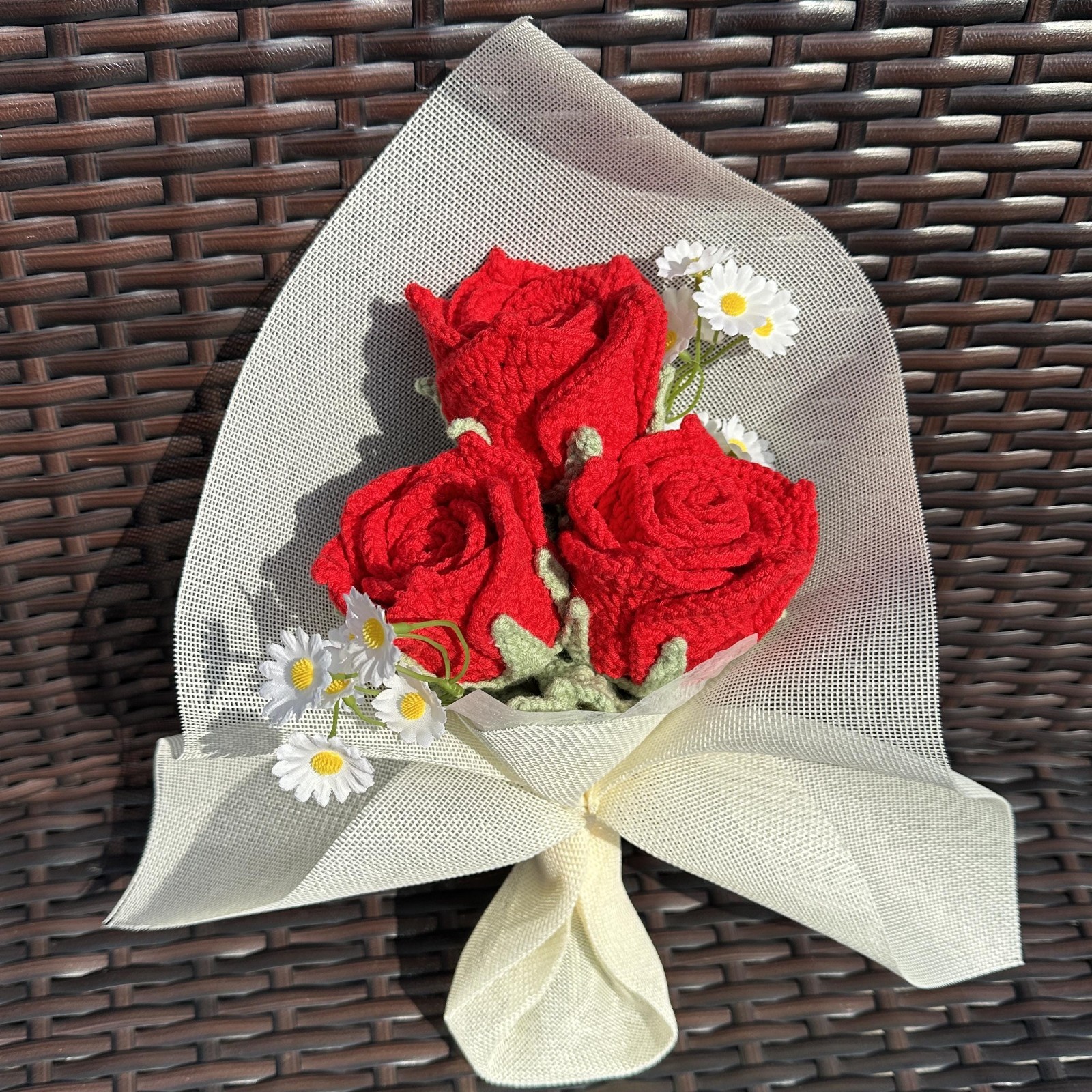 Crochet Rose Bouquet Handmade Yarn Flowers Artificial Flowers Gift for Her