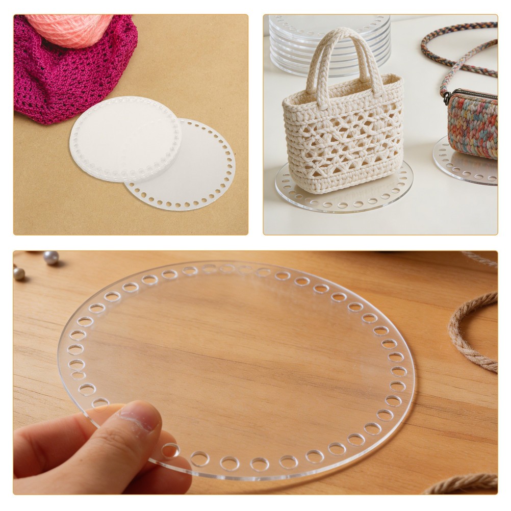 10Pcs Durable Acrylic Round Base for Crochet Bags DIY Transparent Handbag Shaper
