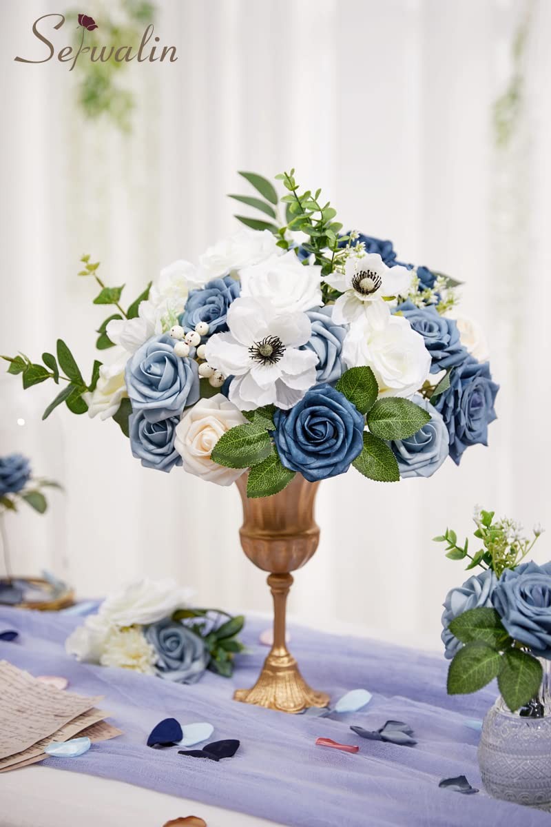 Dusty Blue Artificial Flowers Silk Flowers for Wedding Decor