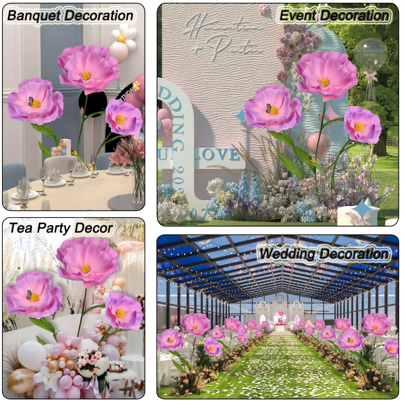 5.8 Ft Giant Artificial Flowers for Decoration,Large EVA Flower Decor,Wedding…