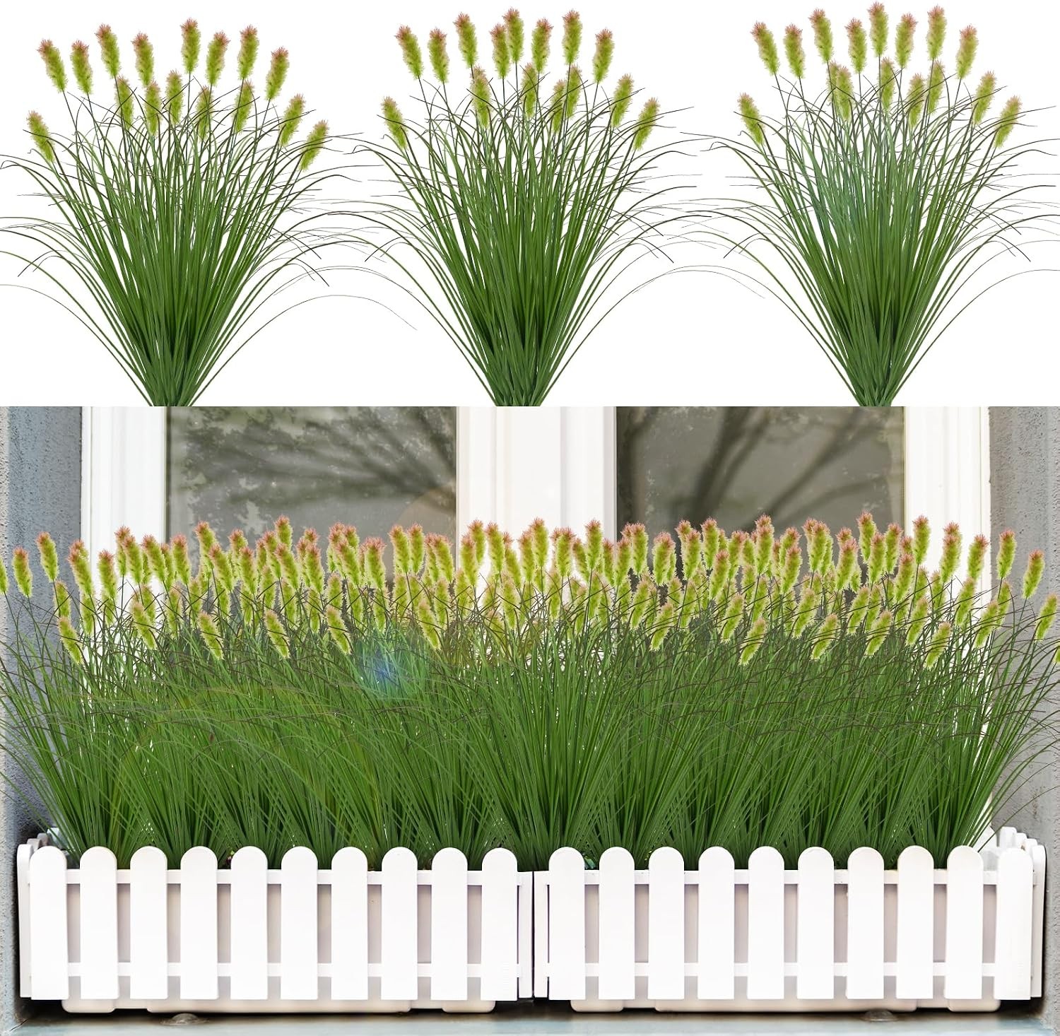 24 Pcs Artificial Wheat Grass, Tall Faux Shrubs for Outdoor Indoor US
