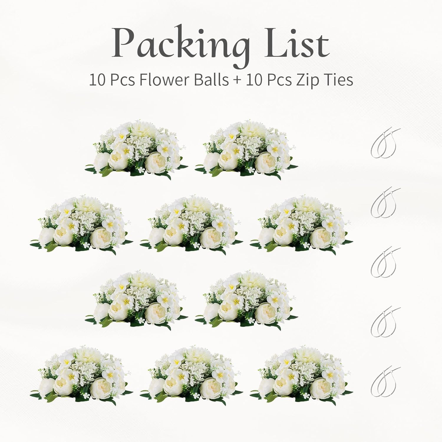 Elegant White Flower Balls Centerpieces – 10 PCS for Weddings & Events