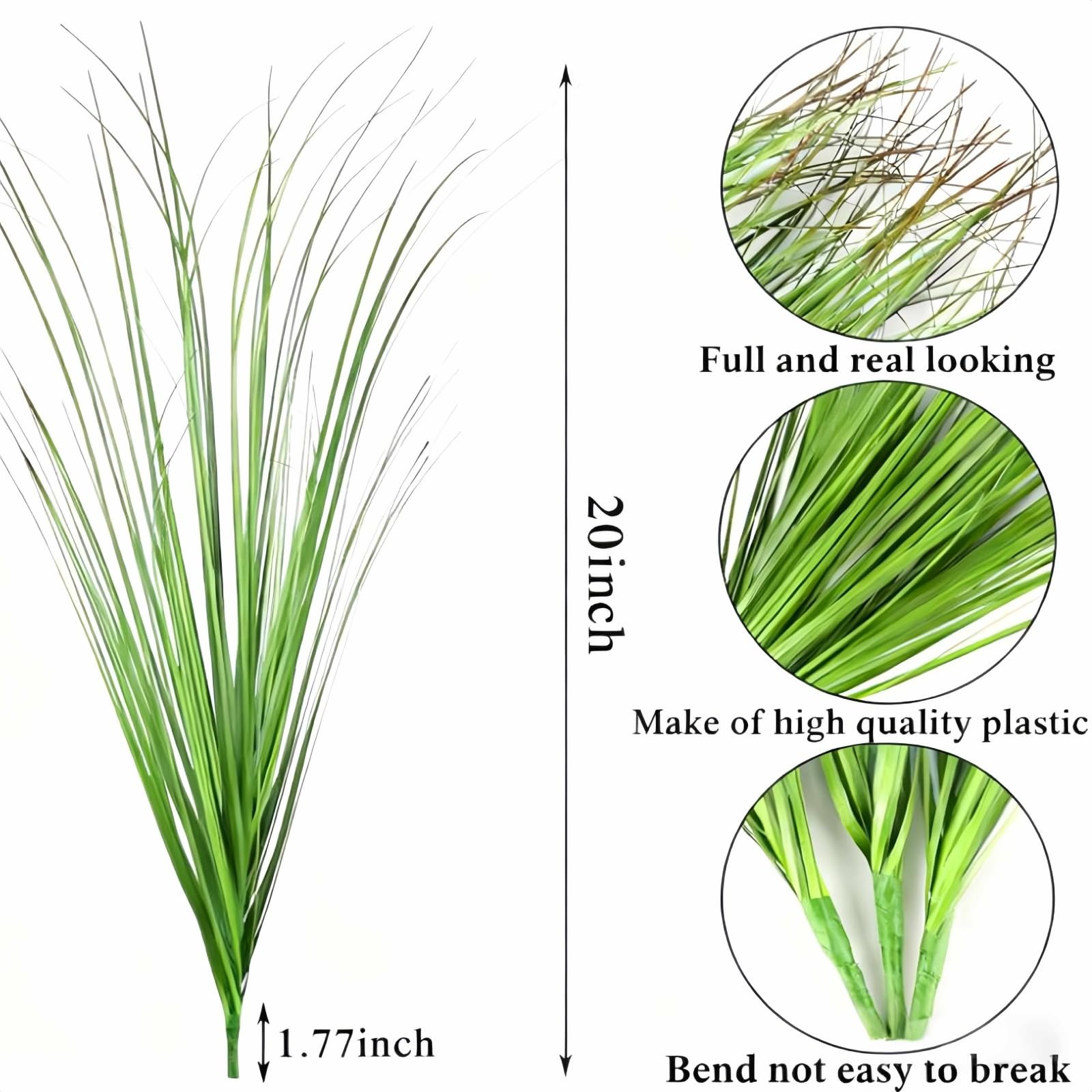 10pcs Artificial Grass Plants, 20.5 inch Faux PVC Onion Grass Wheat Stems for…