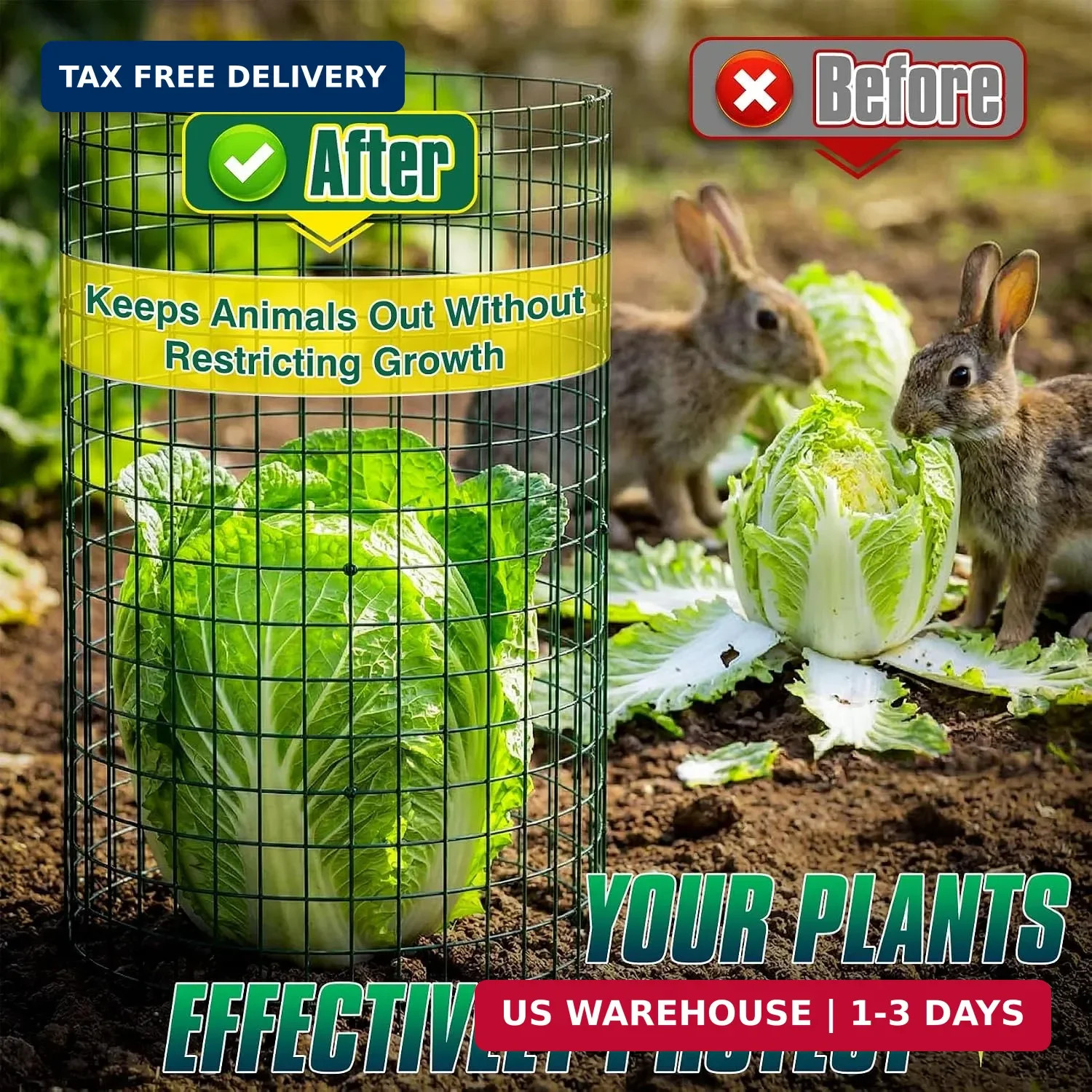 12 Pack 17″ x 12″ Tall Round Plant Cage – 36PCS Plant Support Cage Metal Wire Me