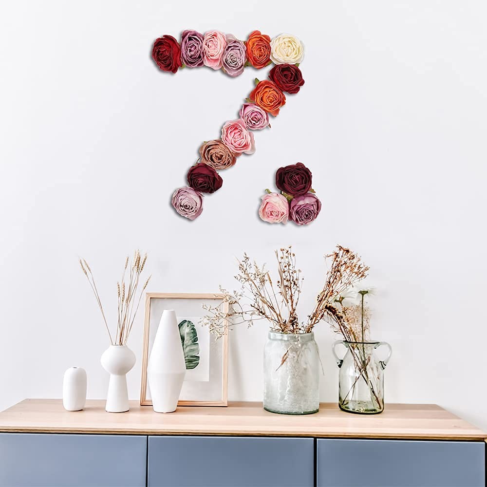 IPOPU Roses Heads Dried Silk Flowers 25PCS Fake Roses Heads for Floral