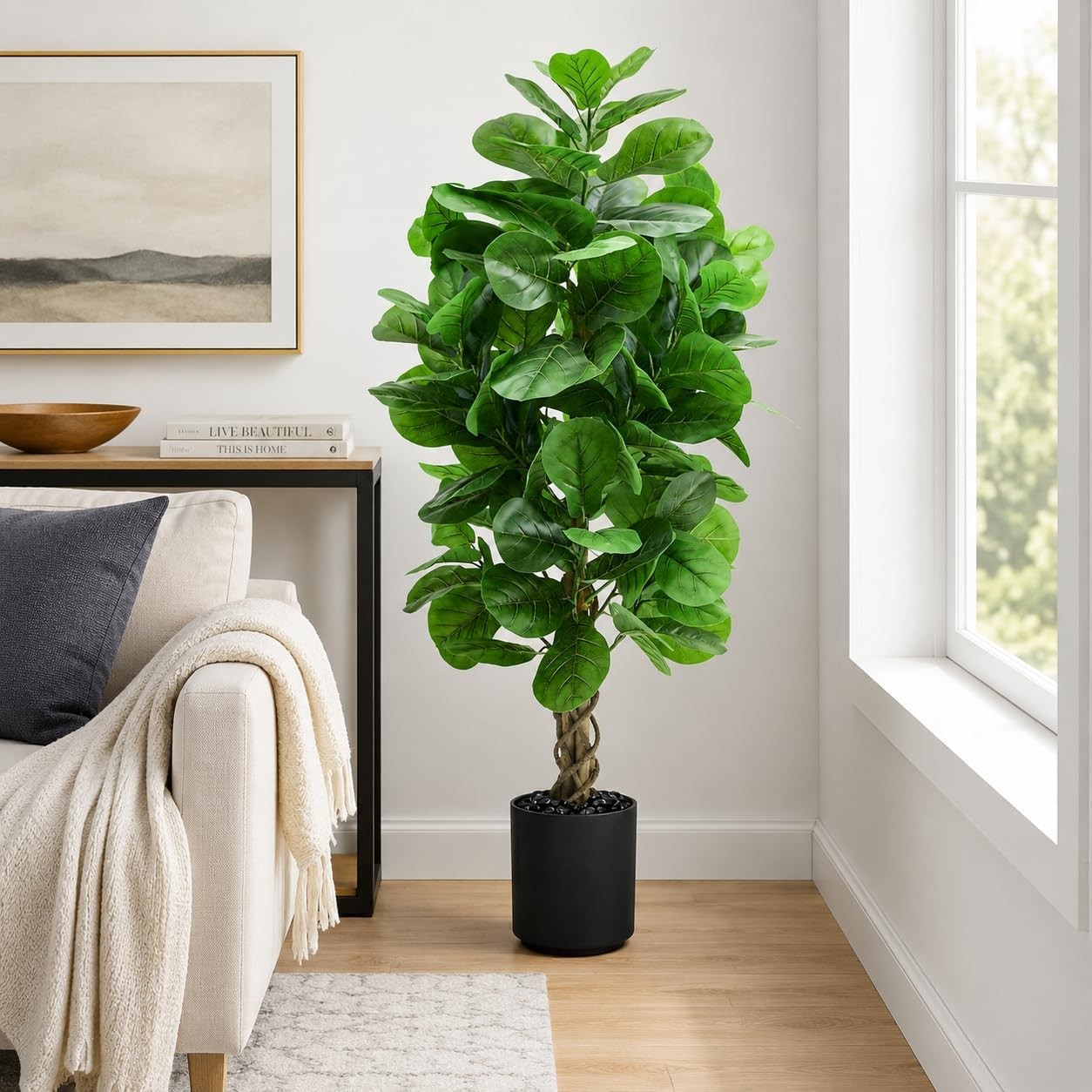 Artificial Fiddle Leaf Fig Tree 5FT Large Faux Plants Indoor | Tall Fake Ficus